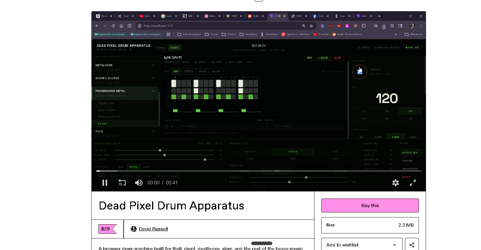 Dead Pixel Drum Apparatus